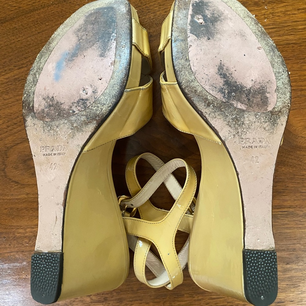 PRADA Patent Leather Wedge Sandals EU 42/US 10 - Picture 8 of 9